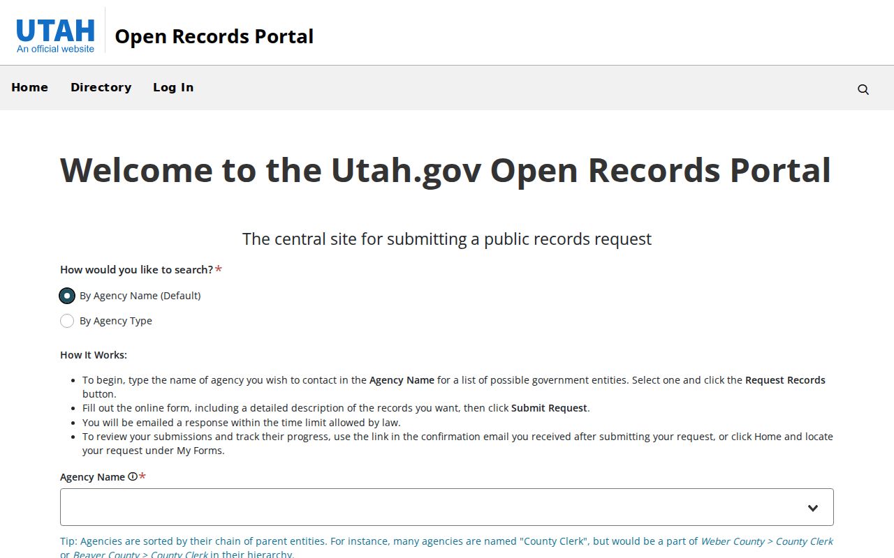 Eagle Mountain public records GRAMA request portal for Utah agencies