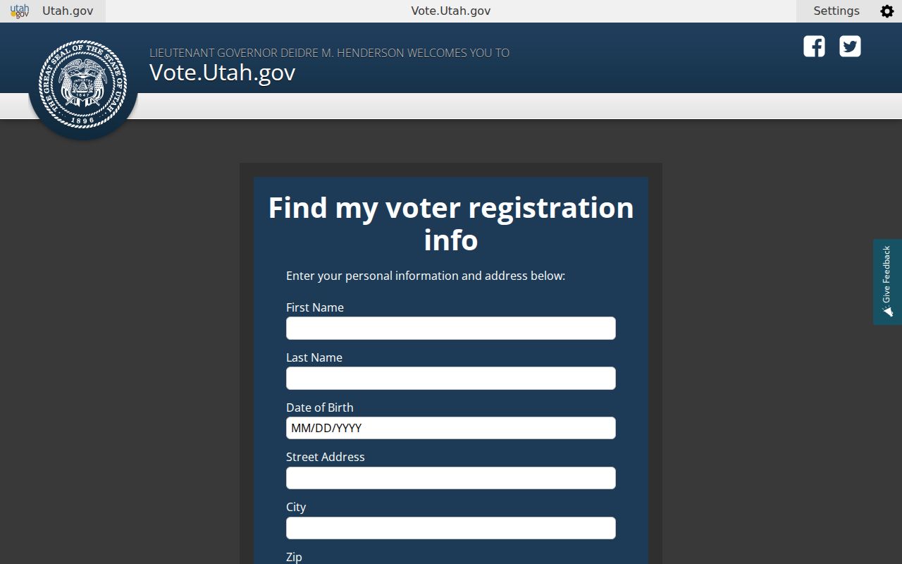 Eagle Mountain voter registration records lookup on Vote.Utah.gov