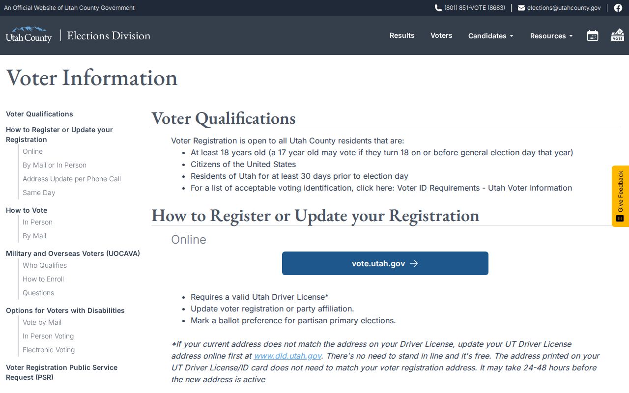 Eagle Mountain voter registration records information from Utah County Elections